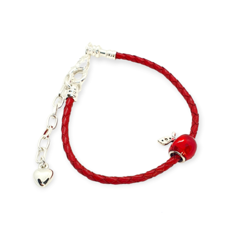 bracelet red cord with apple2